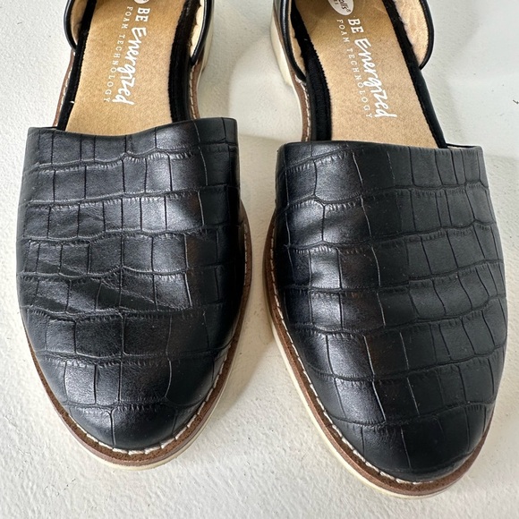 Dr. Scholls Black Faux Croc D'Orsay Flats Slip On - Size 7.5M - Picture 3 of 9